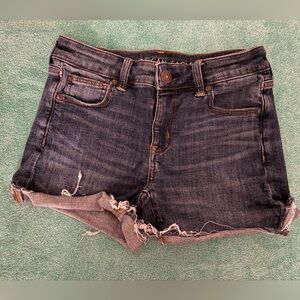 American Eagle Outfitters Blue Jean Shorts with Frayed Hem